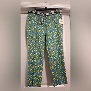 Rafaella NWT Blue Lemon Print Modern Weekend Capri Pants